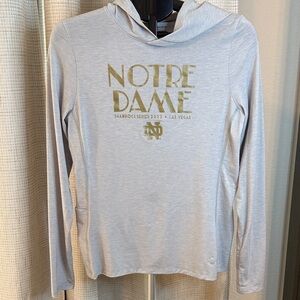 Under Armour Gray Notre Dame Long Sleeve lightweight Tee with Gold Print